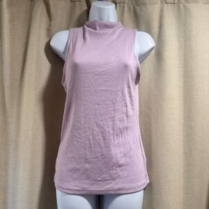 A New Day Womens‎ Mock Neck Ribbed Tank Top Lavender Casual Sleeveless